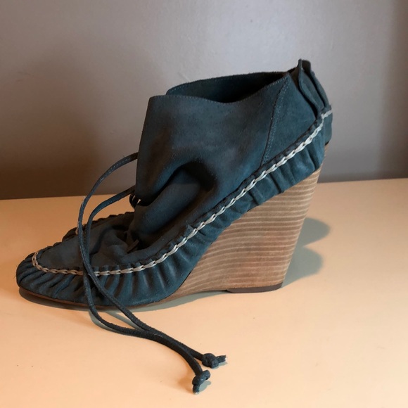 Miss Sixty Shoes - Miss Sixty Hiroki Blue Leather Slip on Tie Bootie Boots